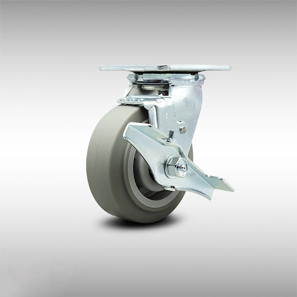 5 Inch SS Thermoplastic Rubber Swivel Caster with Ball Bearing and Brake SCC